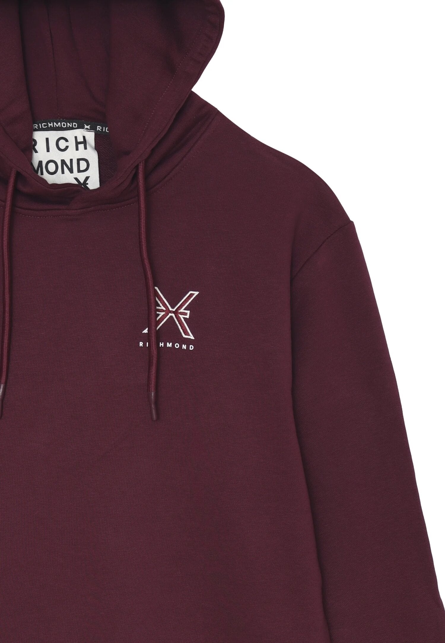 John Richmond felpa uomo berry con cappuccio in cotone logo ricamato John Richmond felpa uomo berry con cappuccio in cotone logo ricamato