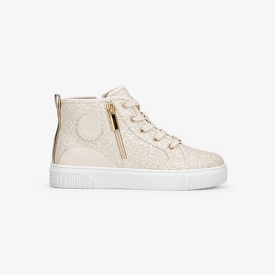 Michael Kors Shea Split Patch Sneakers Alte Glitter Vanilla Bambina