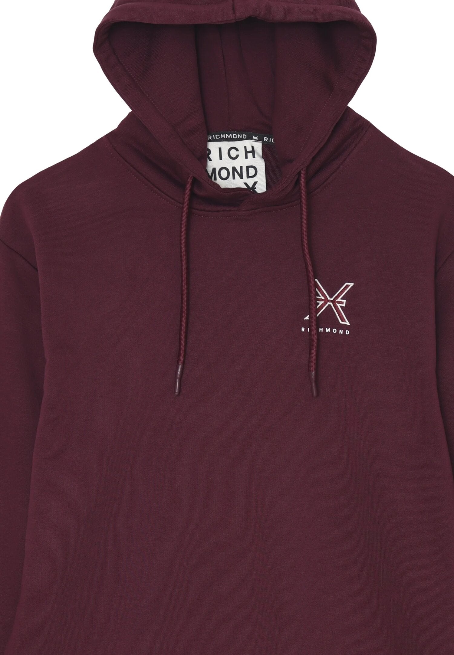 John Richmond felpa uomo berry con cappuccio in cotone logo ricamato John Richmond felpa uomo berry con cappuccio in cotone logo ricamato