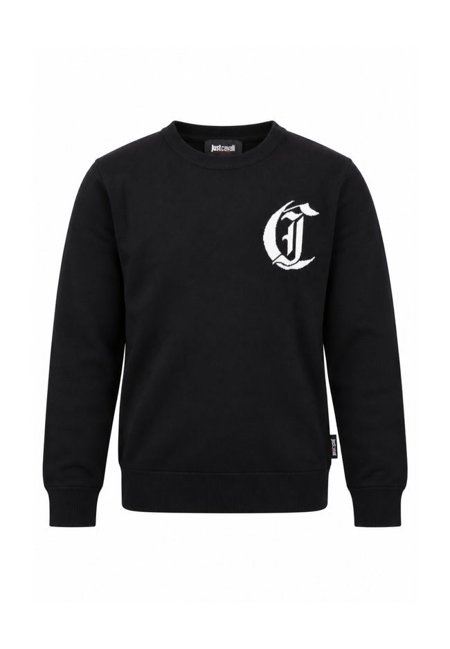 JUST CAVALLI MAGLIONCINO NERO CON LOGO DAVANTI GRANDE Bambini e ragazzi JBA26013MA.NE_