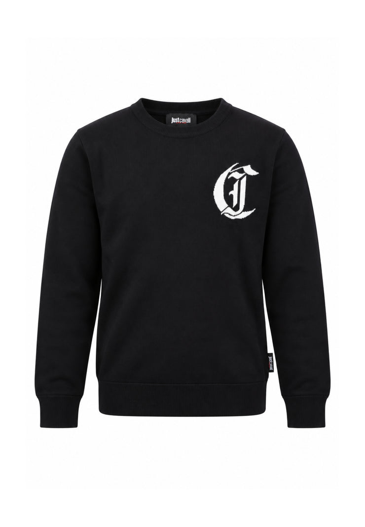JUST CAVALLI MAGLIONCINO NERO CON LOGO DAVANTI GRANDE Bambini e ragazzi JBA26013MA.NE_