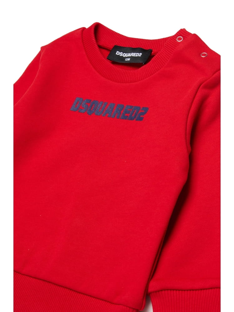 Dsquared felpa infant girocollo in coptone rosso con logo Bambino