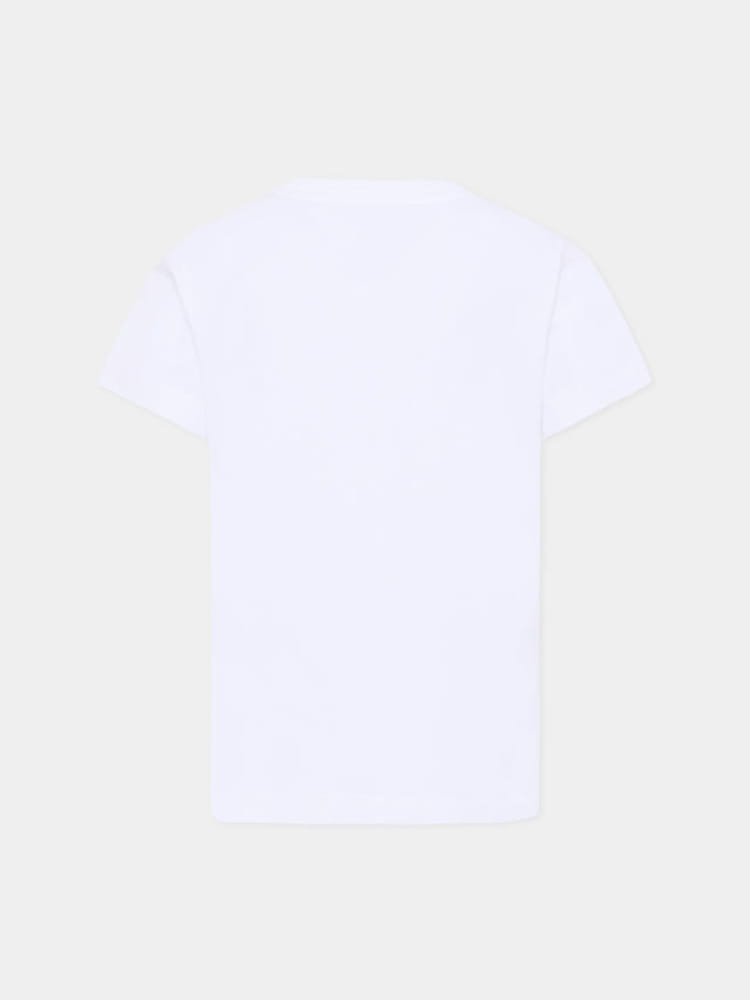 Moschino t-shirt kids/junior in cotone bianco con stampa logo Bambino