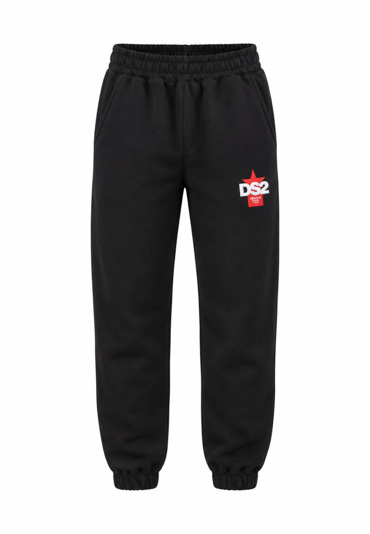 DS2 PANTALONE NERO TUTA CON BANDA ORIZZONTALE ROSSA Bambini e ragazzi F62K268.NE_