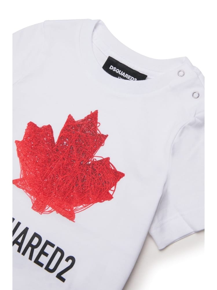 Dsquared t-shirt infant in cotone bianco con logo Bambino