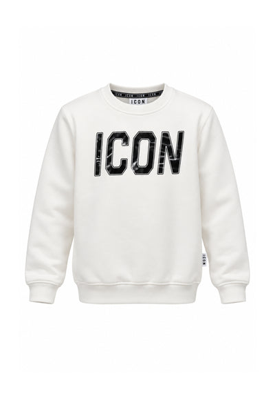 ICON FELPA panna girocollo con maxi logo in ecopelle Bambini e ragazzi ibsw001356.panna_