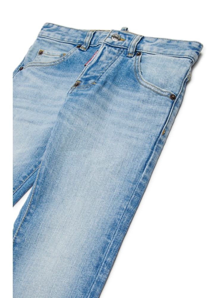 Dsquared jeans kids/junior slim fit lavaggio blu chiaro cool guy con tasca in pelle logata Bambino