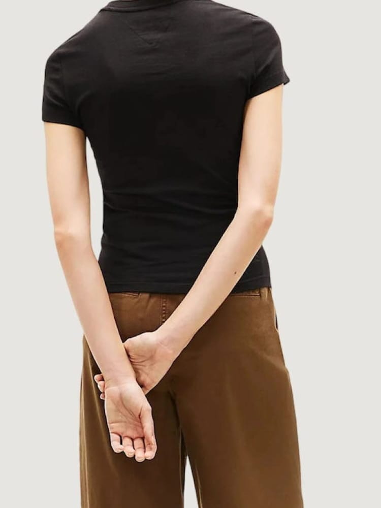 Tommy Jeans tshirt nera donna maxi logo