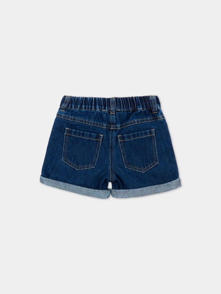 Moschino shorts infant in denim blu scuro con logo teddy lettering Bambino