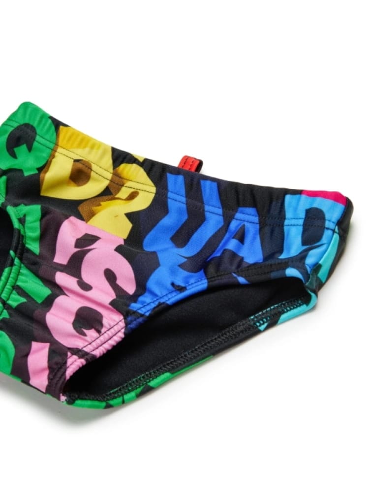 Dsquared costume da bagno slip infant multicolor con logo 3d Bambino
