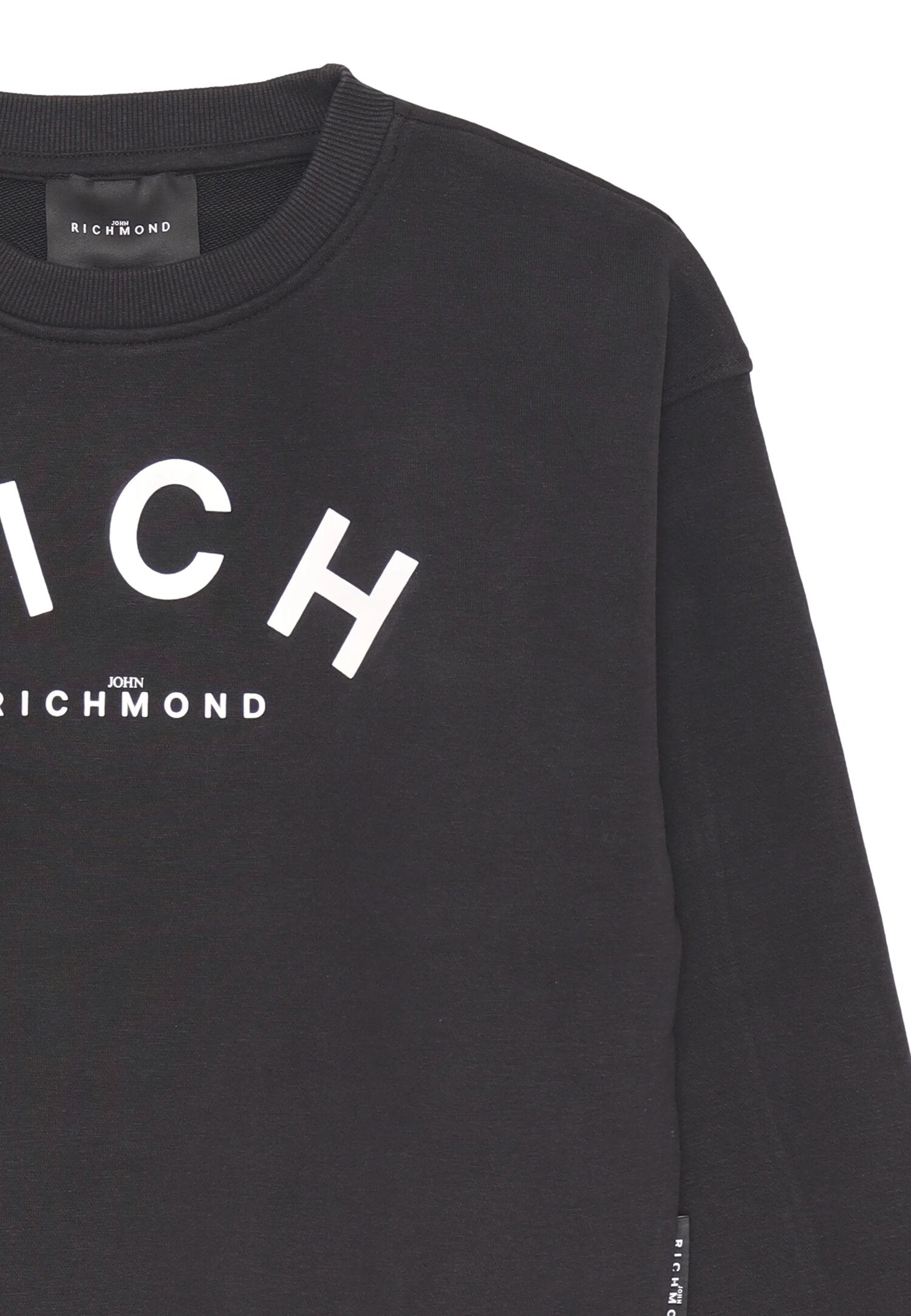 John Richmond felpa bambino nera 2-16 anni in cotone con maxi logo John Richmond felpa bambino nera 2-16 anni in cotone con maxi logo