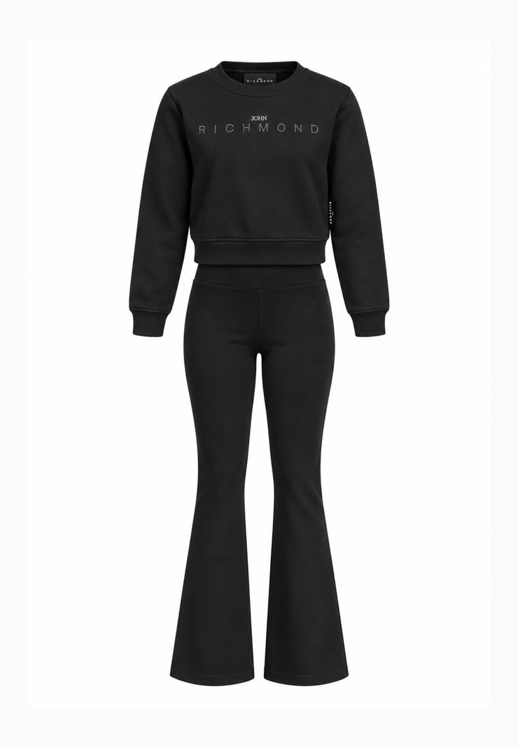 John Richmond completo nero con felpa crop e leggings Bambine e ragazze rga26085fe.ne_