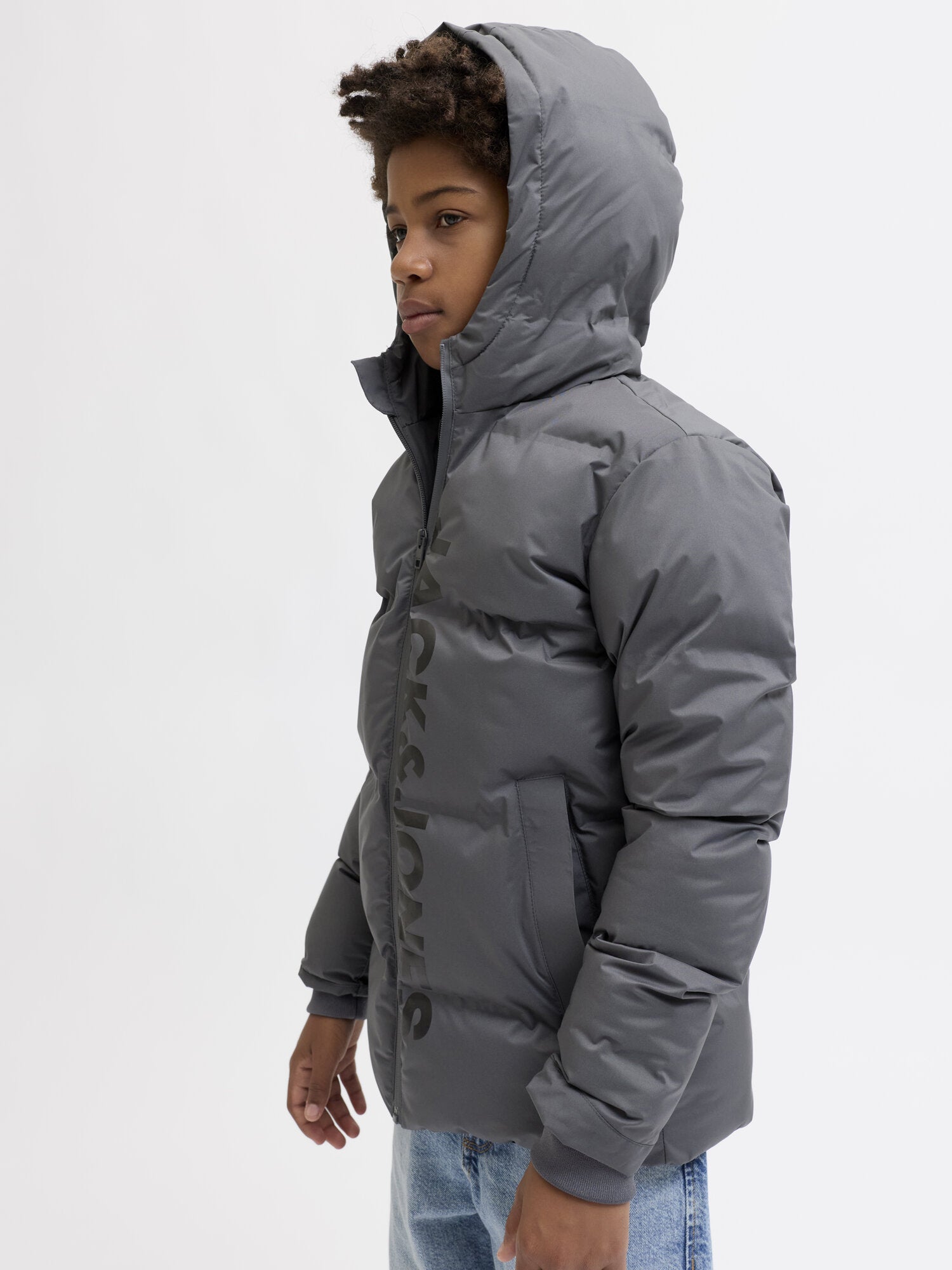 Jack & Jones Junior Giubbotto Grigio Bambino In Nylon Con Cappuccio Invernale Jack & Jones Junior Giubbotto Grigio Bambino In Nylon Con Cappuccio Invernale