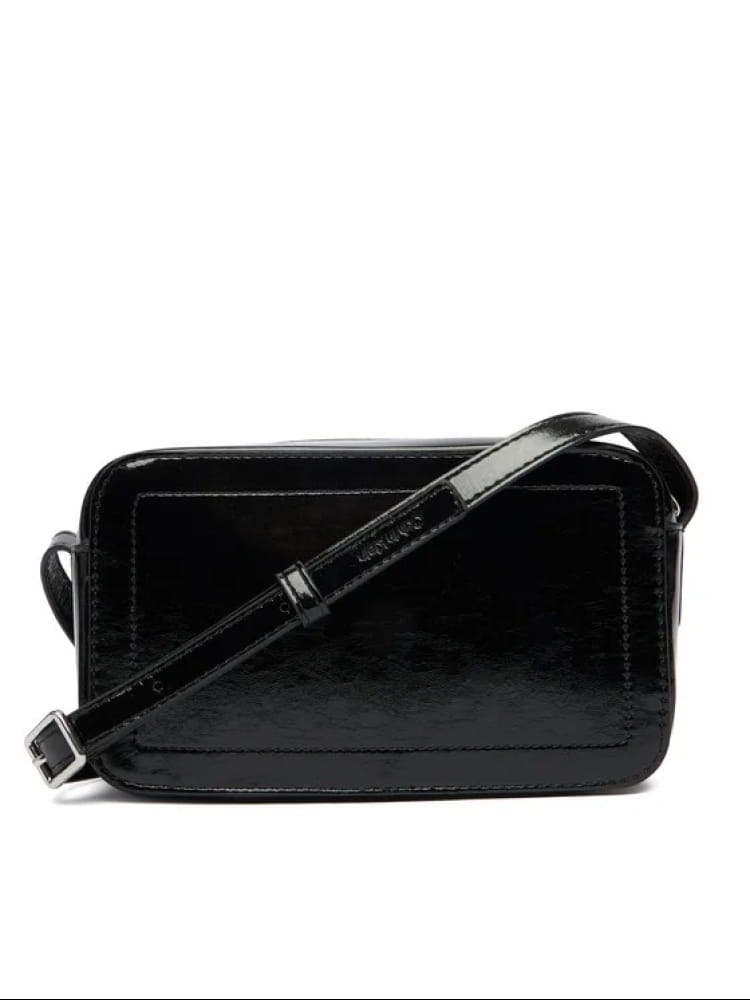 Calvin Klein borsa nera lucida donna maxi logo | Misure: 19 x 12 x 6.5 cm