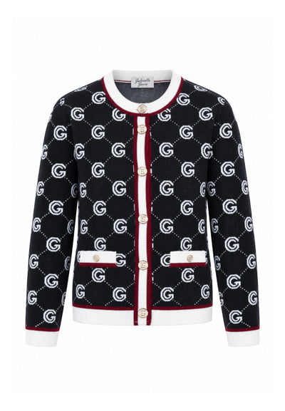 Gabriella Gucci CARDIGAN IN MAGLIA CON LOGO ALL OVER Bambine e ragazze GK340.NE_
