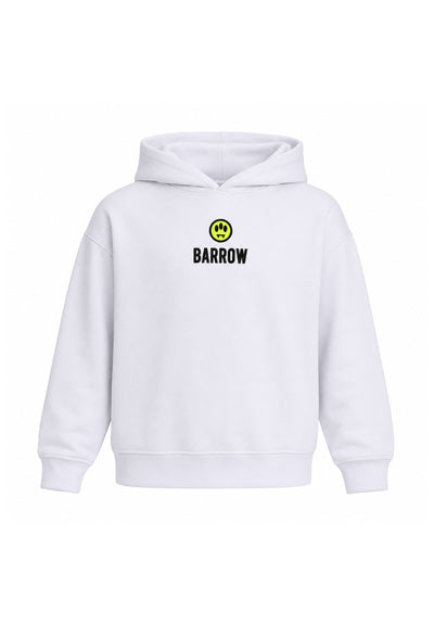 BARROW FELPA BIANCA CON CAPPUCCIO logo piccolo centrale e maxi stampa sul retro Bambini e ragazzi F6BKJBHS074.BIA_