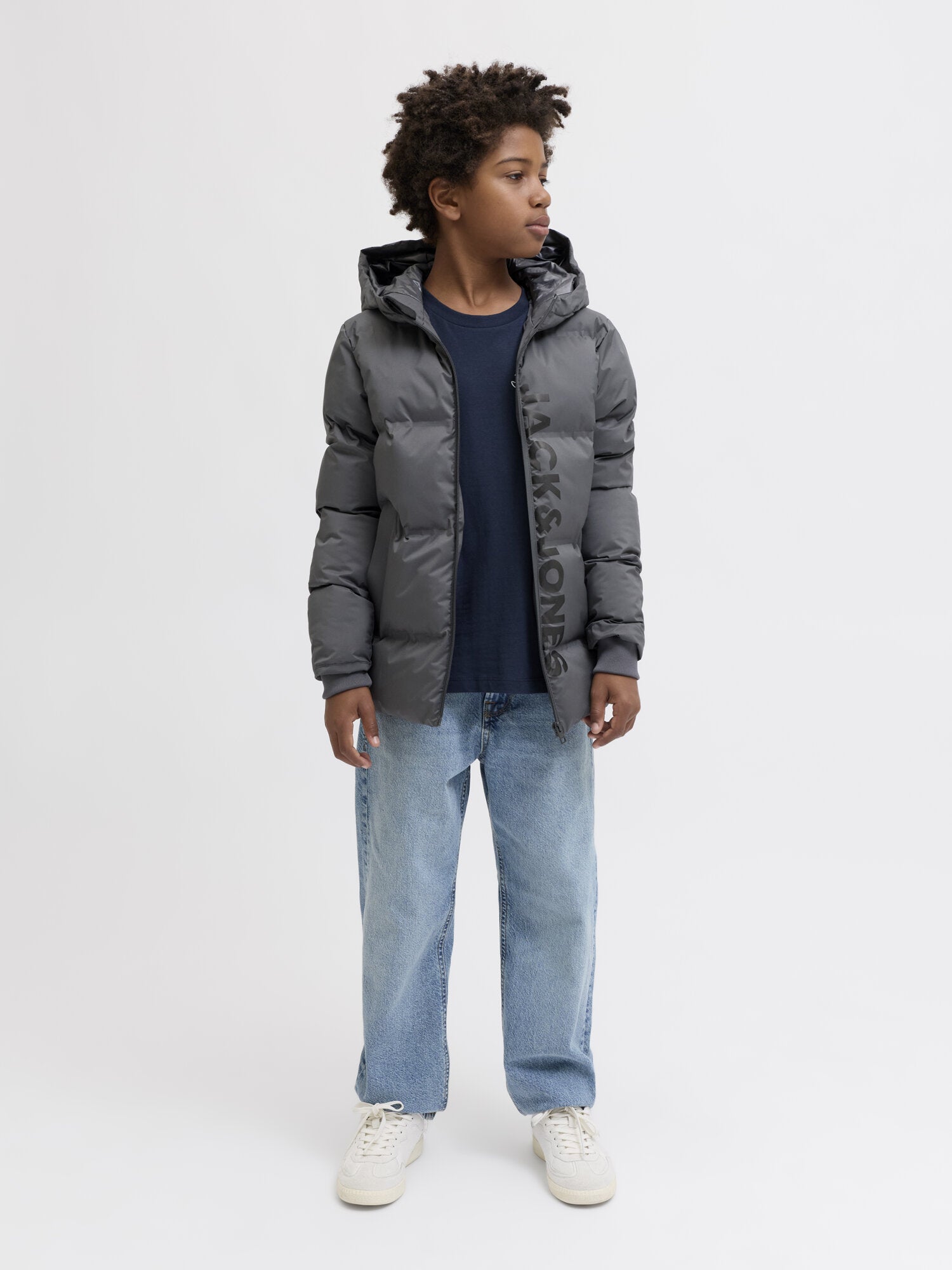 Jack & Jones Junior Giubbotto Grigio Bambino In Nylon Con Cappuccio Invernale Jack & Jones Junior Giubbotto Grigio Bambino In Nylon Con Cappuccio Invernale