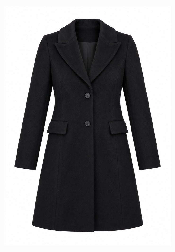 Kocca Junior cappotto nero con colletto e linea svasata Bambina e Ragazza walter.ne_