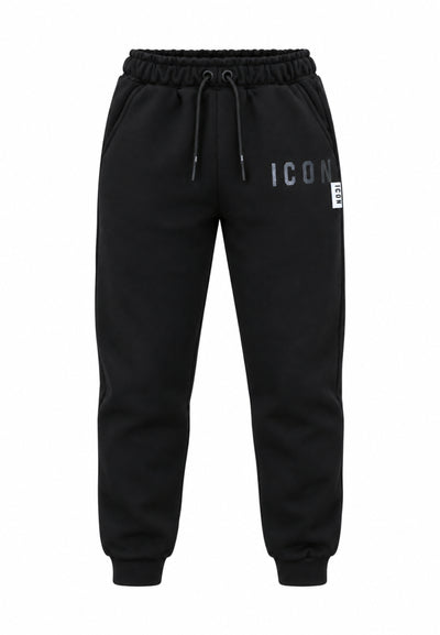 ICON PANTALONE nero FELPA con logo lucido tono su tono elastico caviglia Bambini e ragazzi ibsp001530.ne_