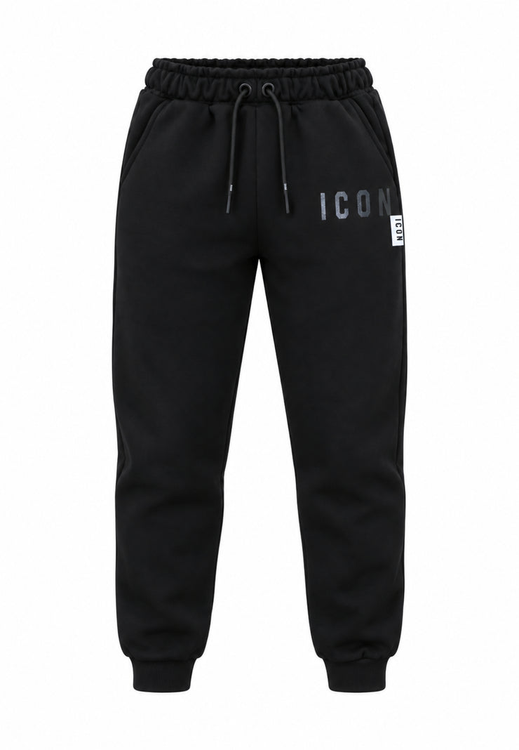 ICON PANTALONE nero FELPA con logo lucido tono su tono elastico caviglia Bambini e ragazzi ibsp001530.ne_