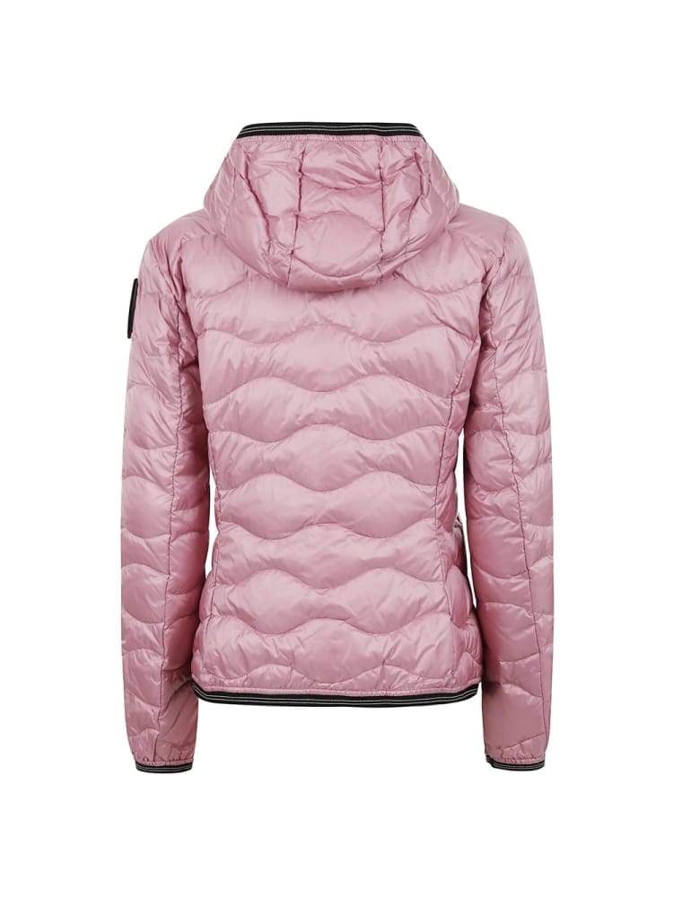 Blauer giubbotto camelia trama ad onde in nylon rosa