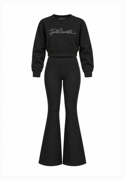 JUST CAVALLI completo nero con felpa girocollo e leggings Bambine e ragazze jga26176fe.ne_