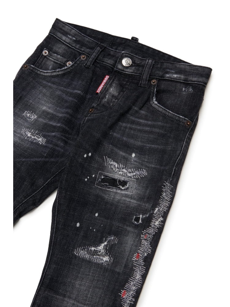 Dsquared jeans kids/junior slim fit lavaggio nero cool guy con rotture Bambino