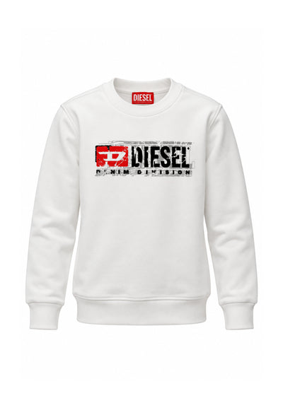 Diesel FELPA BIANCA CON LOGO EFFETTO ROVINATO Bambini e ragazzi SLOMIX.BIA_