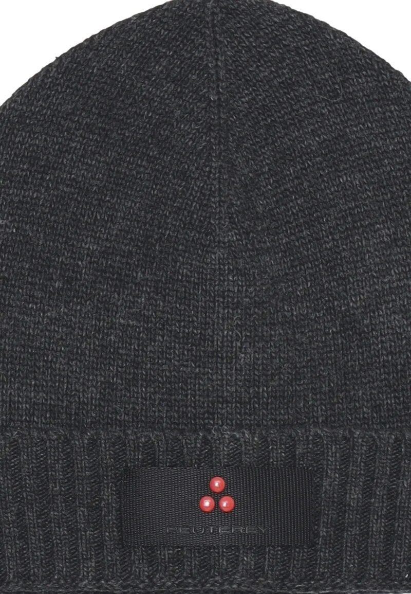 Peuterey berretto bambino grigio scuro in lana e cashmere con logo Peuterey berretto bambino grigio scuro in lana e cashmere con logo