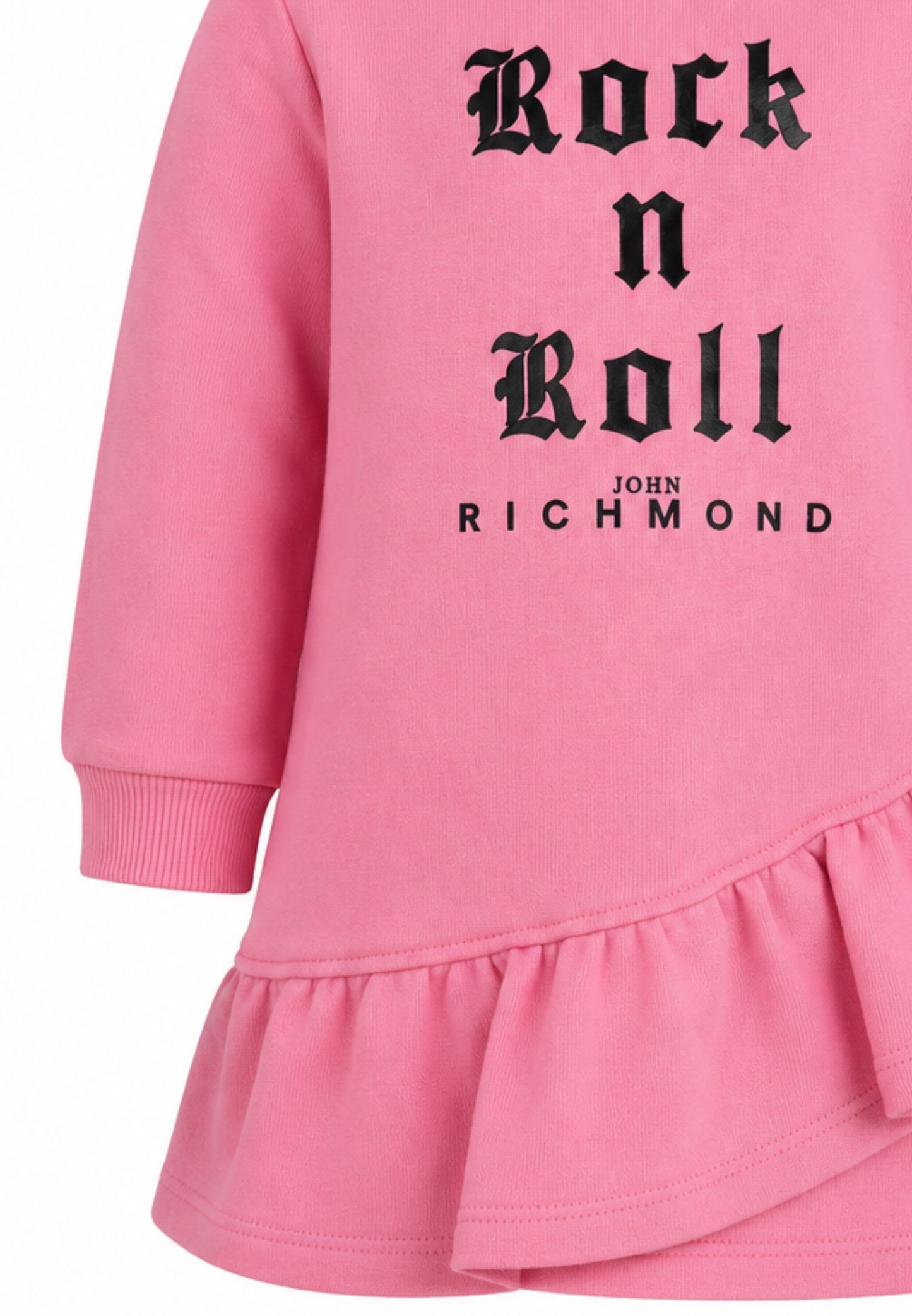 John Richmond abitino ROSA A MANICHE LUNGHE CON SCRITTA NERA E BALZE ASIMMETRICHE Bambine e ragazze ria26100ve.rosa_