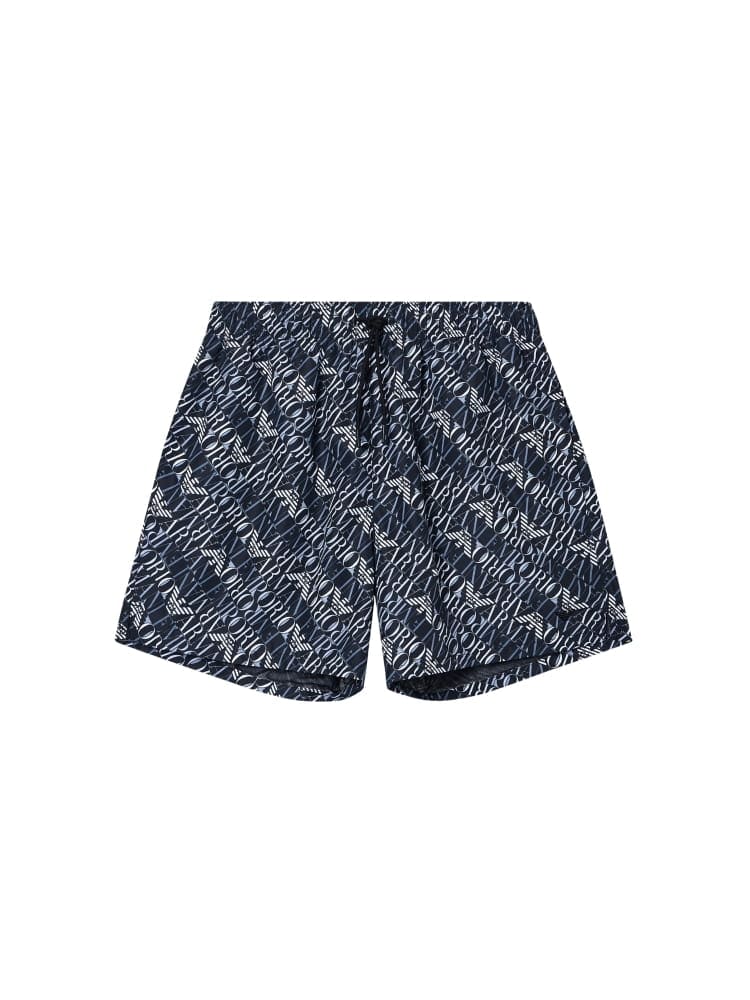 Emporio Armani costume da bagno boxer uomo nero con logo all over Uomo