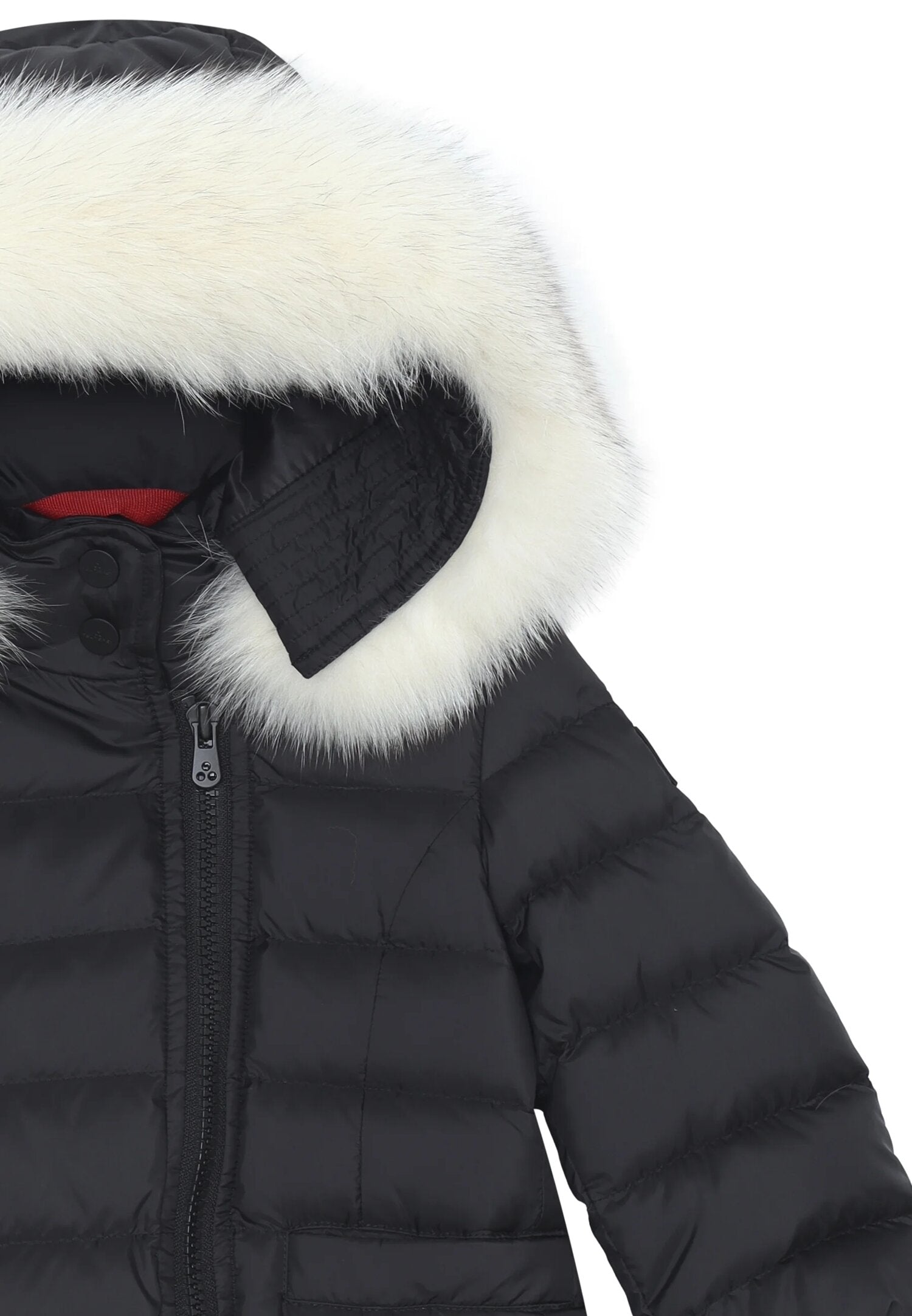 Peuterey piumino lungo neonata nero con cappuccio e bordo pelliccia Peuterey piumino lungo neonata nero con cappuccio e bordo pelliccia