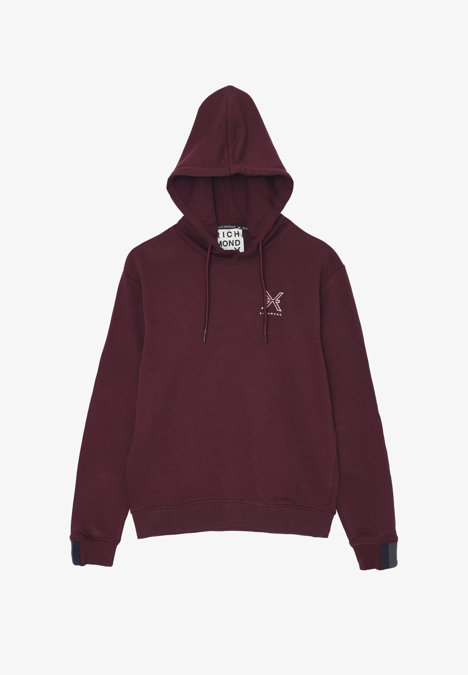 John Richmond felpa uomo berry con cappuccio in cotone logo ricamato John Richmond felpa uomo berry con cappuccio in cotone logo ricamato