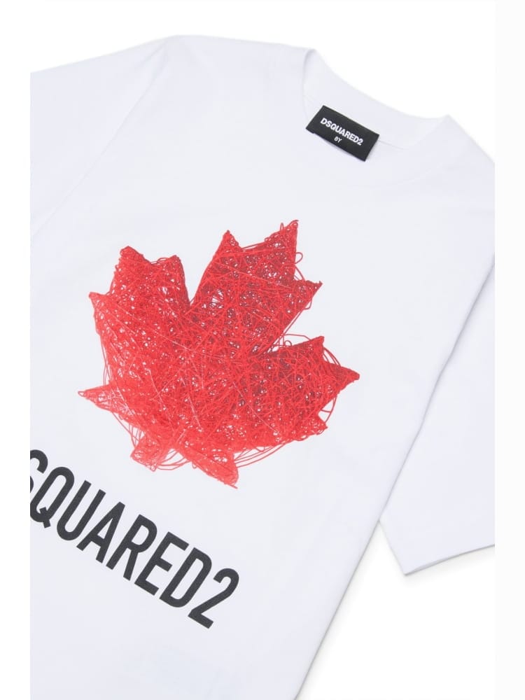 Dsquared t-shirt kids junior in cotone bianco con logo Bambino