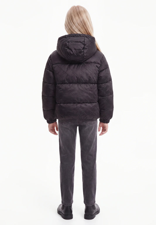 CALVIN KLEIN GIUBBOTTO NERO LOGATO CAPPUCCIO REMOVIBILE Bambine e ragazze LVCKFJM10G0GK.NE_