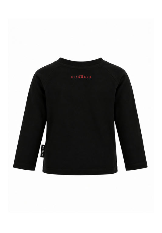 John Richmond tshirt nera a maniche lunghe con motto centrale Bambine e ragazze ria26085ts.ne_