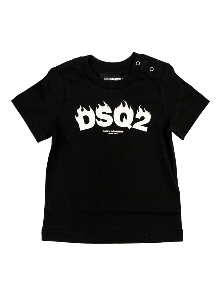 Dsquared t-shirt infant in cotone nero con logo Bambino
