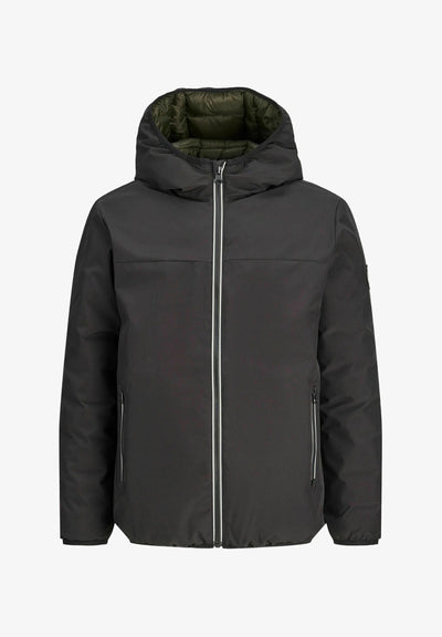 Jack & Jones GIUBBOTTO REVERSIBILE NERO INTERNO VERDE CON CAPPUCCIO Bambini e ragazzi 12299420.NE_