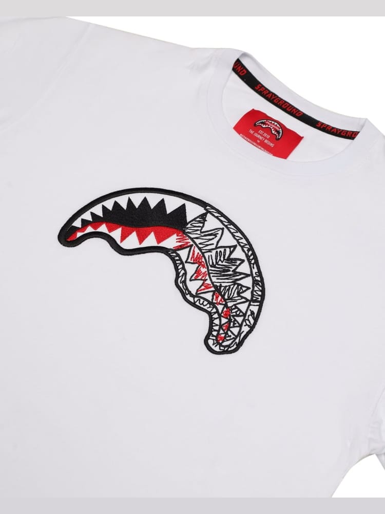 Sprayground t-shirt kids/junior in cotone bianco con stampa bocca di squalo