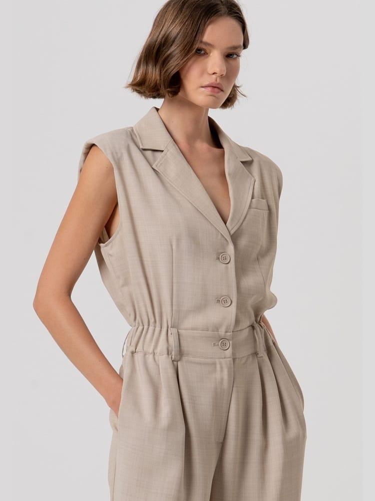 Fracomina long sleevless overall mudmelange