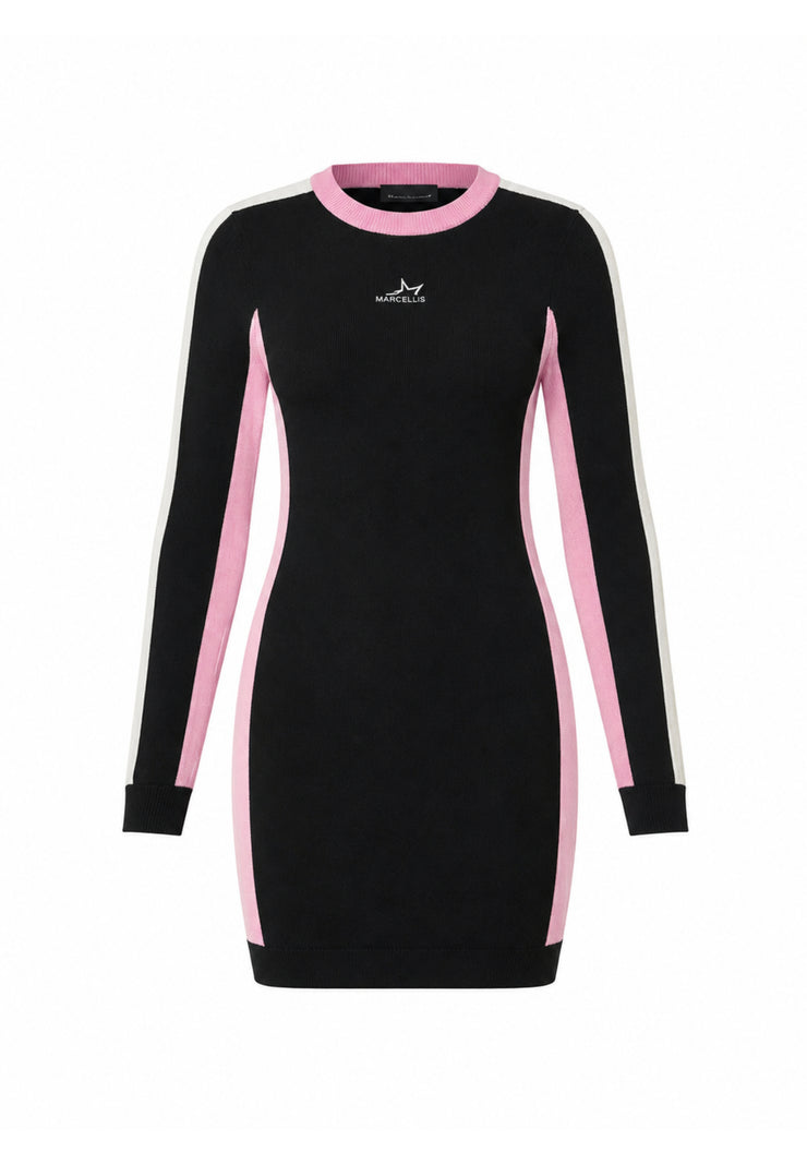 MARC ELLIS ABITO NERO SLIM CON DETTAGLI BIANCHI E ROSA E LOGO RICAMATO CENTRALE Bambine e ragazze JMJDR03554.NE_