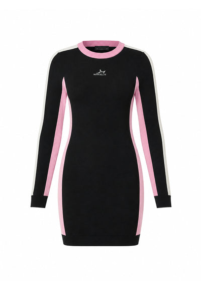 MARC ELLIS ABITO NERO SLIM CON DETTAGLI BIANCHI E ROSA E LOGO RICAMATO CENTRALE Bambine e ragazze JMJDR03554.NE_