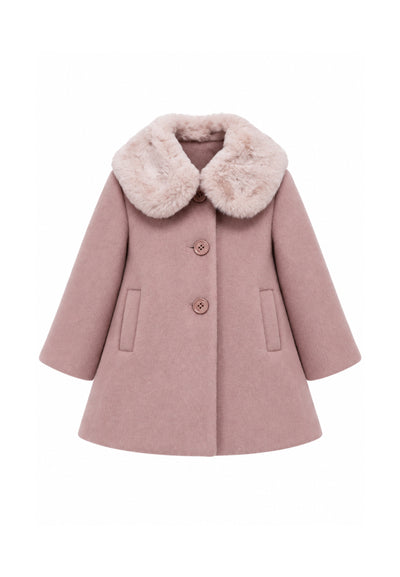 Kocca cappotto rosa con colletto in ecopelliccia Bambine e ragazze jild.rosa_