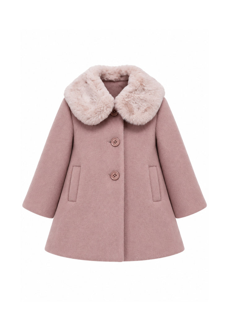 Kocca Junior cappotto rosa con colletto in ecopelliccia Bambina e Ragazza jild.rosa_