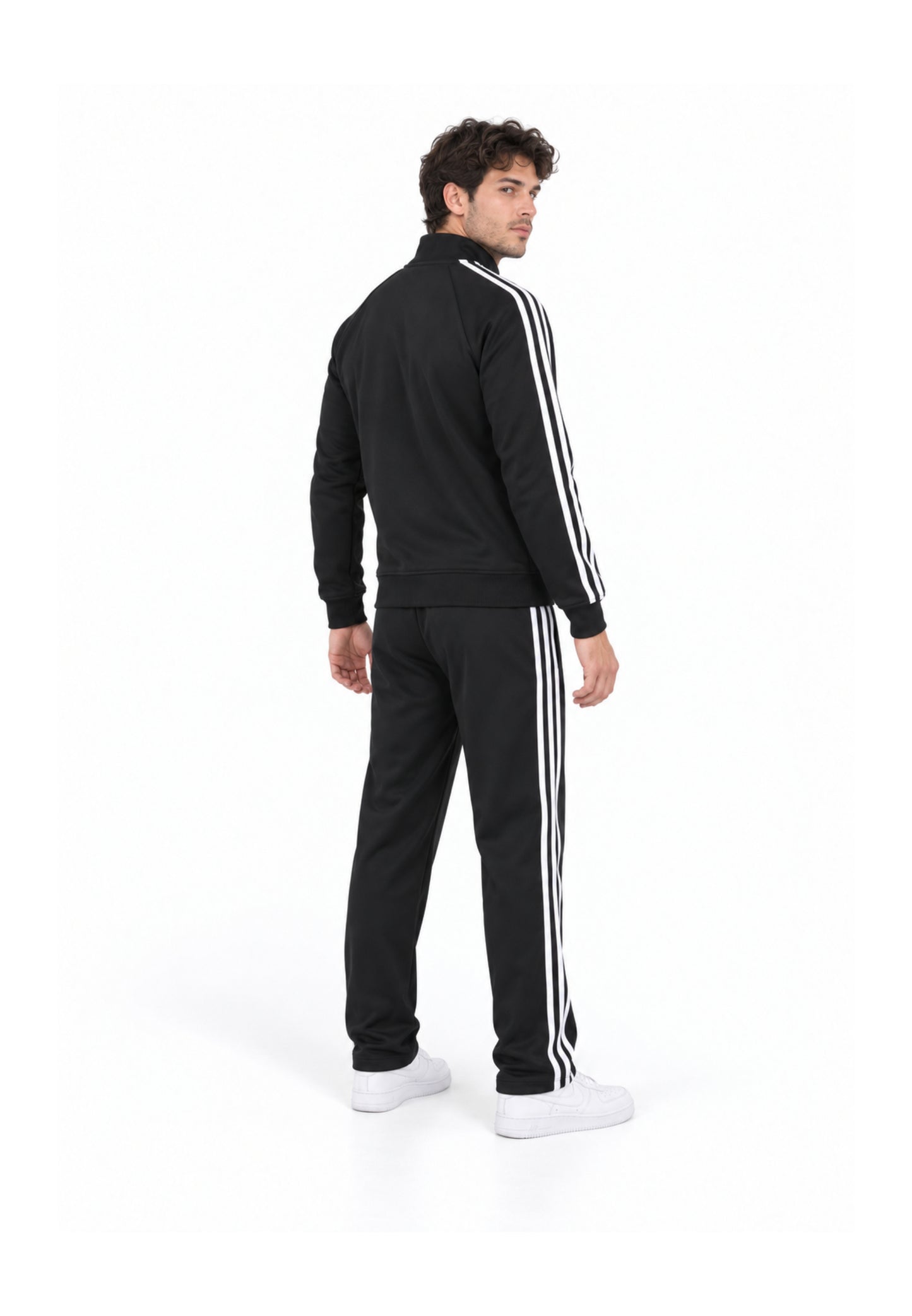 John Richmond tuta NERA A COLLO ALTO CON ZIP E STRISCE LATERALI Uomo uma26277tuta.ne_
