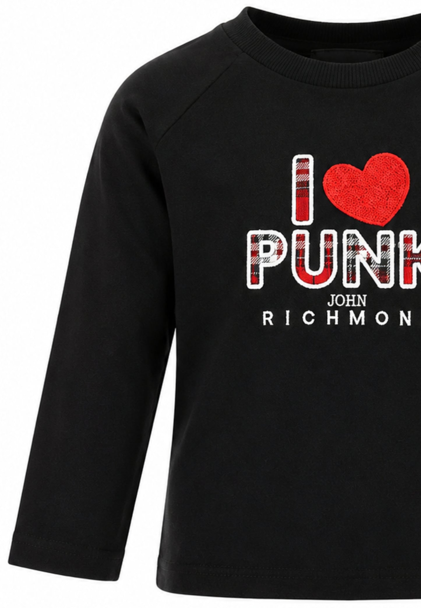 John Richmond tshirt nera a maniche lunghe con motto centrale Bambine e ragazze ria26085ts.ne_