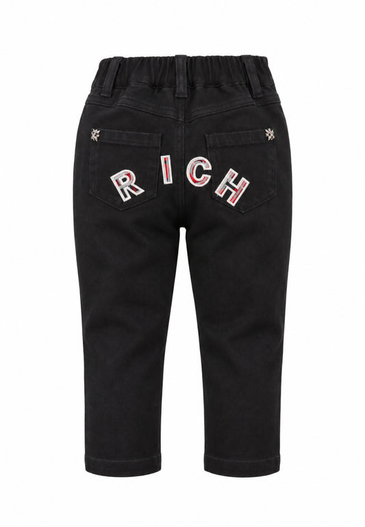 John Richmond JEANS NERO CON LOGO IN TARTAN DIETRO Bambine e ragazze RIA26141JE.NE_
