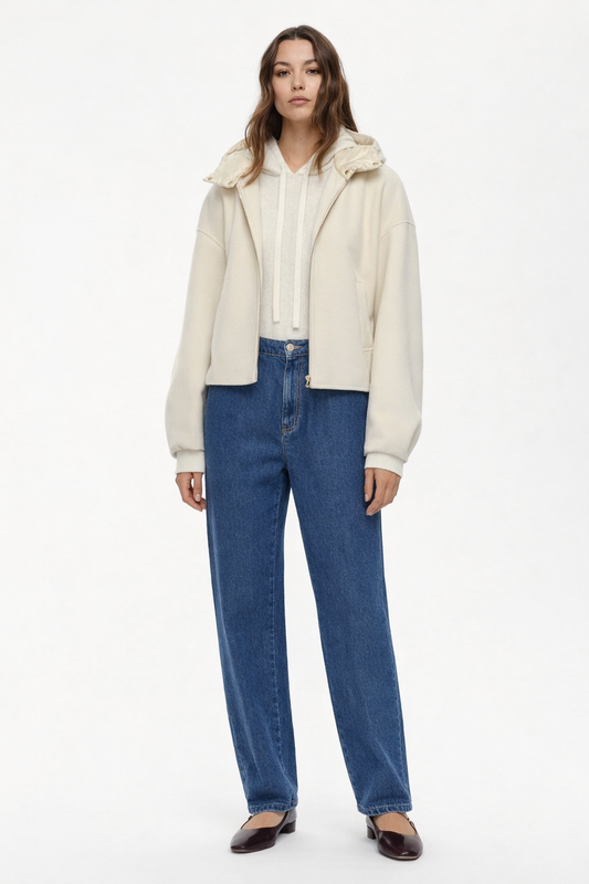 Emme Marella Giacca Bomber con Cappuccio Donna Eritea Panna