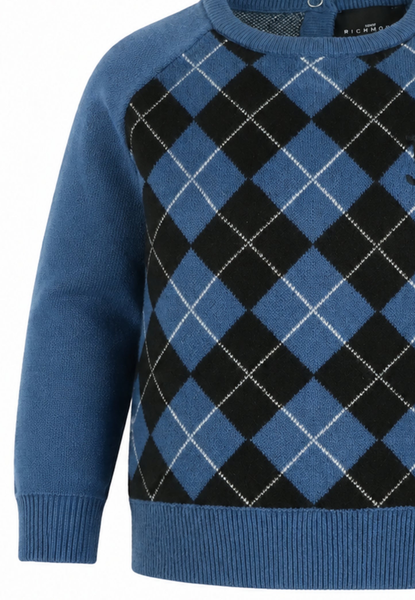 John Richmond MagliONE ROYAL A QUADRI CON LOGO JR RICAMATO Bambini e ragazzi ria26120ma.royal_