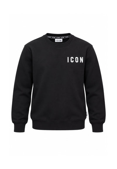 ICON FELPA nera girocollo con logo bianco Bambini e ragazzi ibsw001531.nero/bianco_